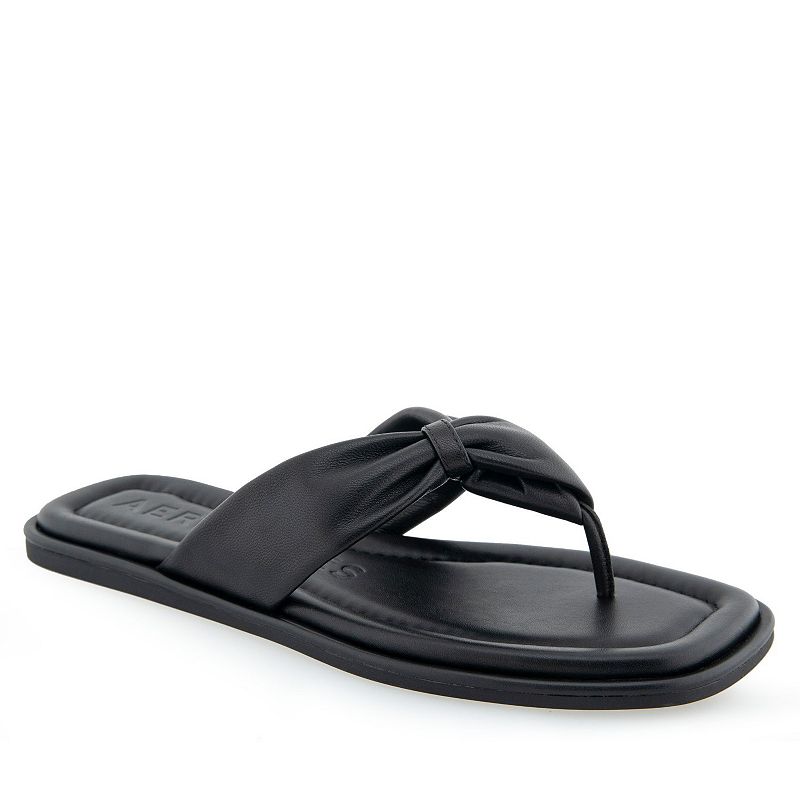 Aerosoles Bond Women's Leather Thong Sandals, Size: 5, Black Leather