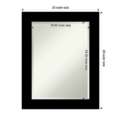 Basic Black Beveled Wood Framed Bathroom Wall Mirror