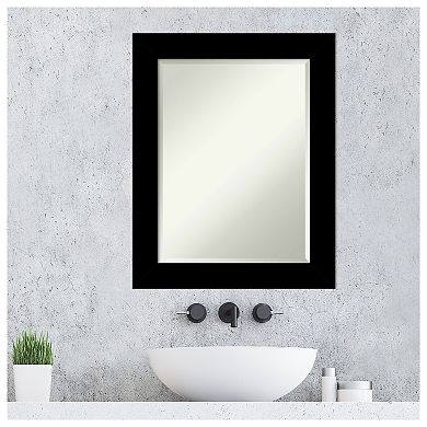 Basic Black Beveled Wood Framed Bathroom Wall Mirror