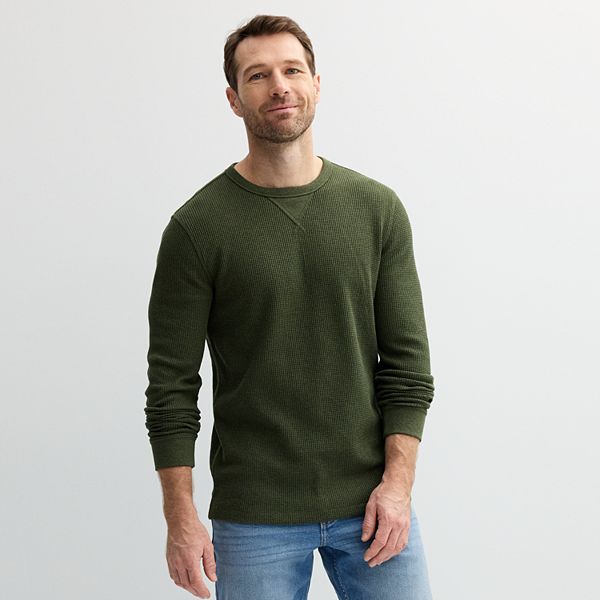 Men's Sonoma Goods For Life® The Essential Waffle Thermal Tee - Olive Heather (L)