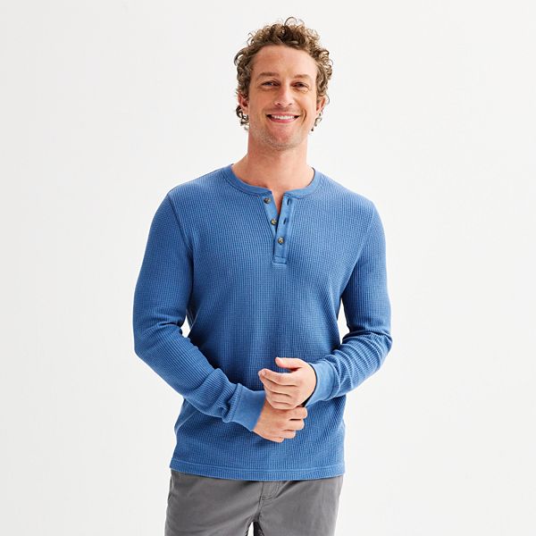 Men's Sonoma Goods For Life&reg; Long Sleeve Henley Tee - Biplane Blue (S)