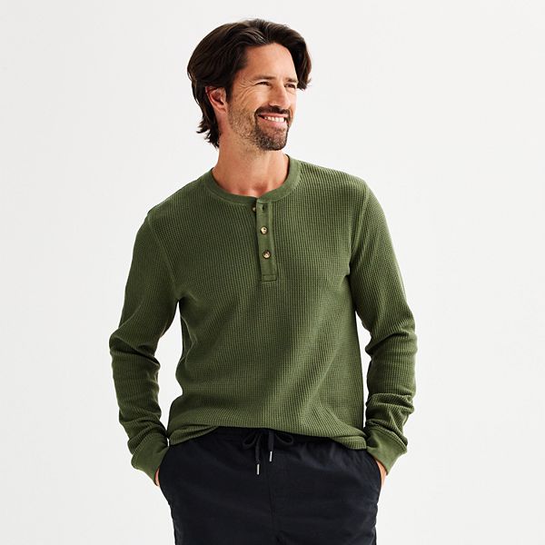 Men's Sonoma Goods For Life&reg; Long Sleeve Henley Tee - Infantry Olive (XS)