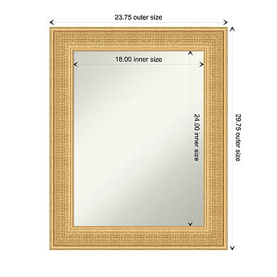 Trellis Gold Non-beveled Wood Bathroom Wall Mirror