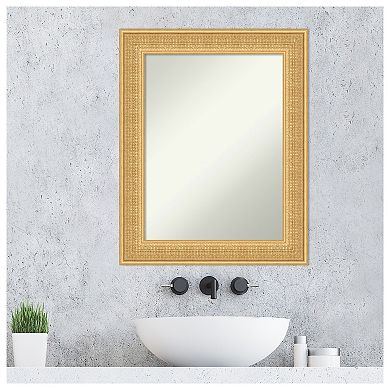 Trellis Gold Non-beveled Wood Bathroom Wall Mirror