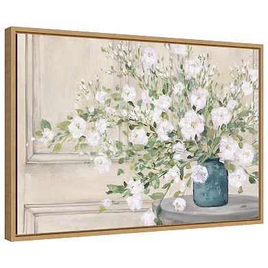 White Bouquet By Julia Purinton Framed Canvas Wall Art Print