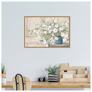 White Bouquet By Julia Purinton Framed Canvas Wall Art Print