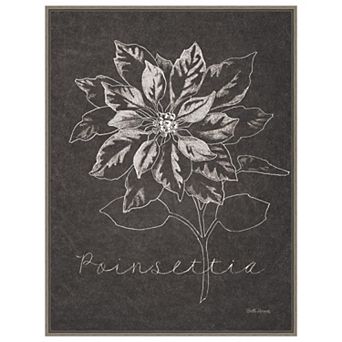 Chalkboard Christmas Poinsettia By Beth Grove Framed Canvas Wall Art Print - 23 X 30