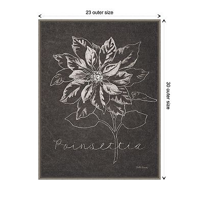 Chalkboard Christmas Poinsettia By Beth Grove Framed Canvas Wall Art Print - 23 X 30