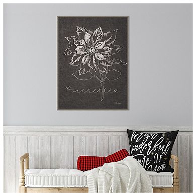 Chalkboard Christmas Poinsettia By Beth Grove Framed Canvas Wall Art Print - 23 X 30