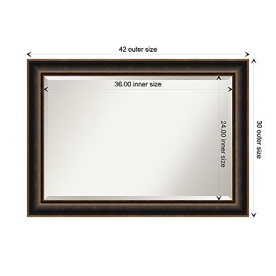 Villa Oil Rubbed Bronze Beveled Wood Framed Bathroom Wall Mirror