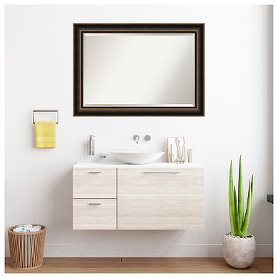 Villa Oil Rubbed Bronze Beveled Wood Framed Bathroom Wall Mirror