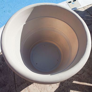 26-Inch Round Outdoor Planter Pot with Drainage Holes, Light Grey Resin Garden Container