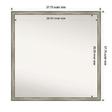 Salon Scoop Silver Non-beveled Wood Bathroom Wall Mirror