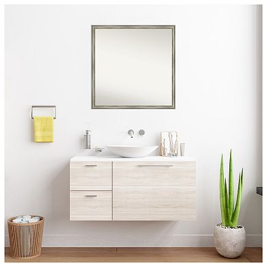 Salon Scoop Silver Non-beveled Wood Bathroom Wall Mirror
