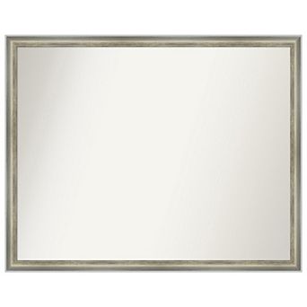 Salon Scoop Silver Non-beveled Wood Bathroom Wall Mirror