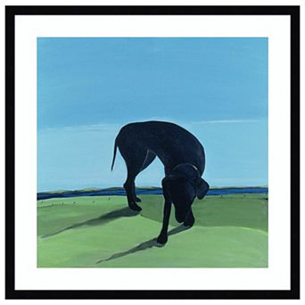 Joes Black Dog By Marjorie Weiss Wood Framed Wall Art Print
