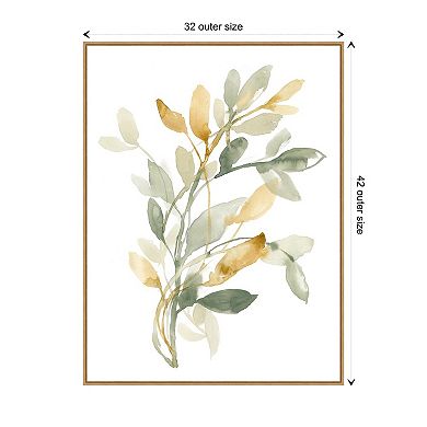 Sage And Sienna Leaves Ii By Jennifer Goldberger Framed Canvas Wall Art Print