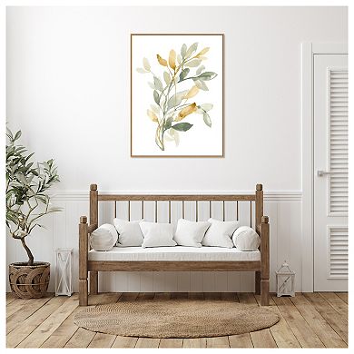 Sage And Sienna Leaves Ii By Jennifer Goldberger Framed Canvas Wall Art Print