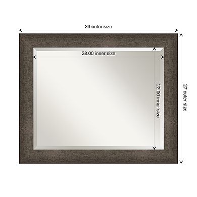 Dappled Light Bronze Beveled Wood Framed Bathroom Wall Mirror