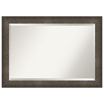 Dappled Light Bronze Beveled Wood Framed Bathroom Wall Mirror