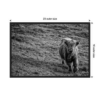 Highland Cow Calf In The Wind By Nathan Larson Framed Canvas Wall Art Print