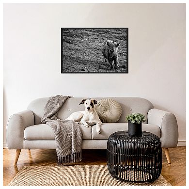 Highland Cow Calf In The Wind By Nathan Larson Framed Canvas Wall Art Print