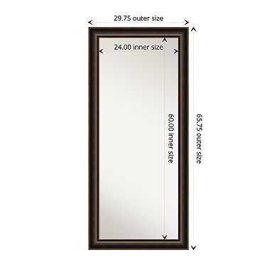 Villa Oil Rubbed Bronze Wood Non Beveled Full Length Floor Leaner Mirror