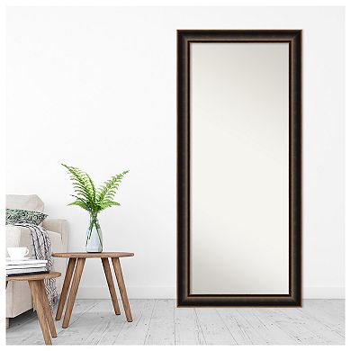Villa Oil Rubbed Bronze Wood Non Beveled Full Length Floor Leaner Mirror