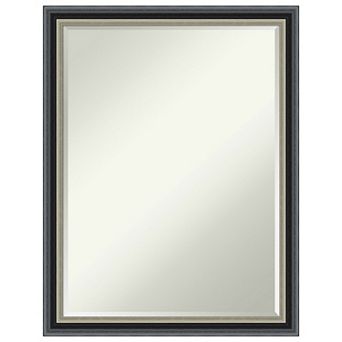 Theo Black Silver Petite Bevel Wood Bathroom Wall Mirror - Glass Size 18 X 24