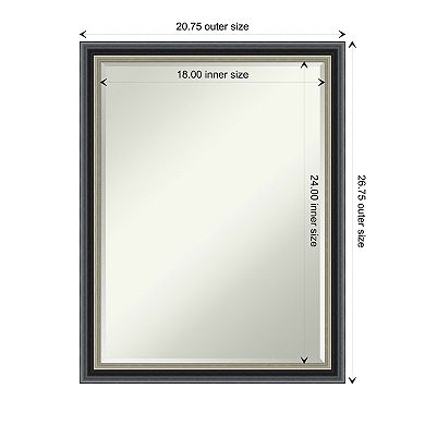 Theo Black Silver Petite Bevel Wood Bathroom Wall Mirror - Glass Size 18 X 24