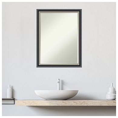 Theo Black Silver Petite Bevel Wood Bathroom Wall Mirror - Glass Size 18 X 24