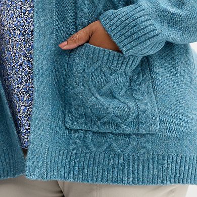 Plus Size Croft & Barrow® Long Sleeve Cabled Cardigan
