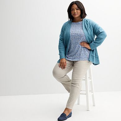Plus Size Croft & Barrow® Long Sleeve Cabled Cardigan
