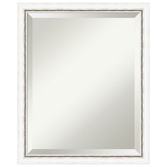 Morgan White Silver Beveled Wood Framed Bathroom Wall Mirror