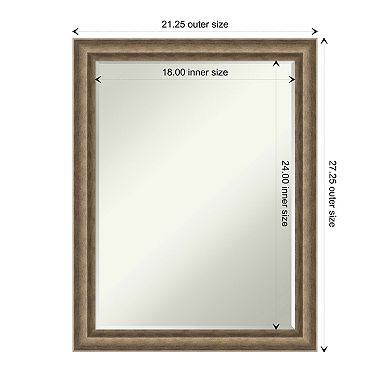 Angled Petite-bevel Wood Bathroom Wall Mirror