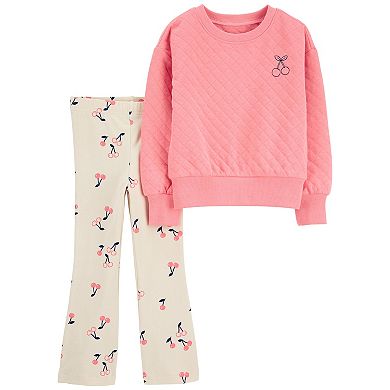 Toddler Girl Carter's 2-Piece Cherry Doubleknit Pullover & Flare Legging Set