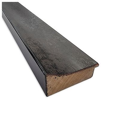 Dappled Black Brown Non-beveled Wood Bathroom Wall Mirror