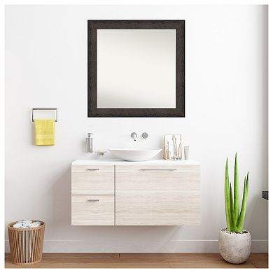 Dappled Black Brown Non-beveled Wood Bathroom Wall Mirror