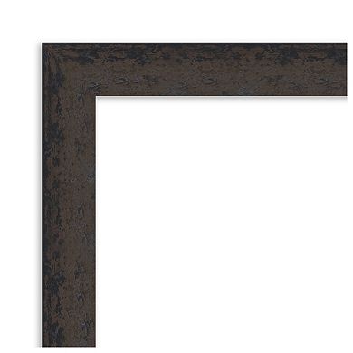 Dappled Black Brown Non-beveled Wood Bathroom Wall Mirror