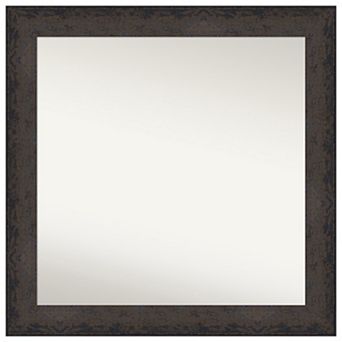 Dappled Black Brown Non-beveled Wood Bathroom Wall Mirror