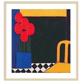 Tulips And Yellow Chair By Eithne Donne Wood Framed Wall Art Print