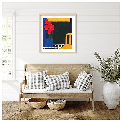 Tulips And Yellow Chair By Eithne Donne Wood Framed Wall Art Print