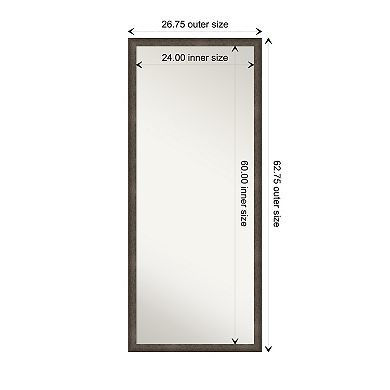 Dappled Narrow Wood Non Beveled Full Length Floor Leaner Mirror
