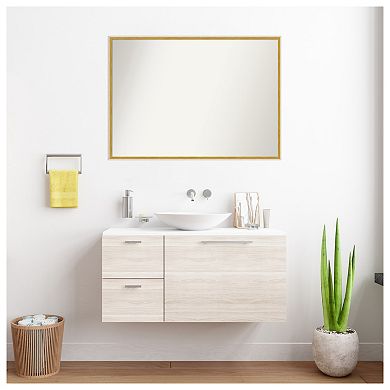 Paige White Gold Non-beveled Wood Bathroom Wall Mirror