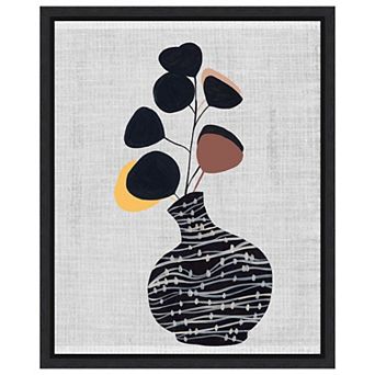 Decorated Vase With Plant I By Melissa W Framed Canvas Wall Art Print