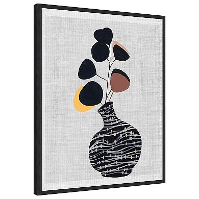 Decorated Vase With Plant I By Melissa W Framed Canvas Wall Art Print