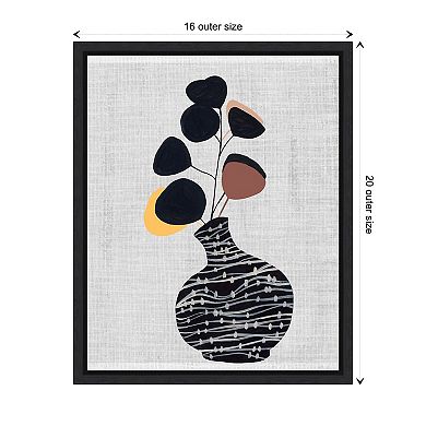 Decorated Vase With Plant I By Melissa W Framed Canvas Wall Art Print