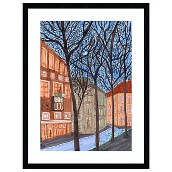 Friedrichshain At Night By Charlotte Orr Wood Framed Wall Art Print