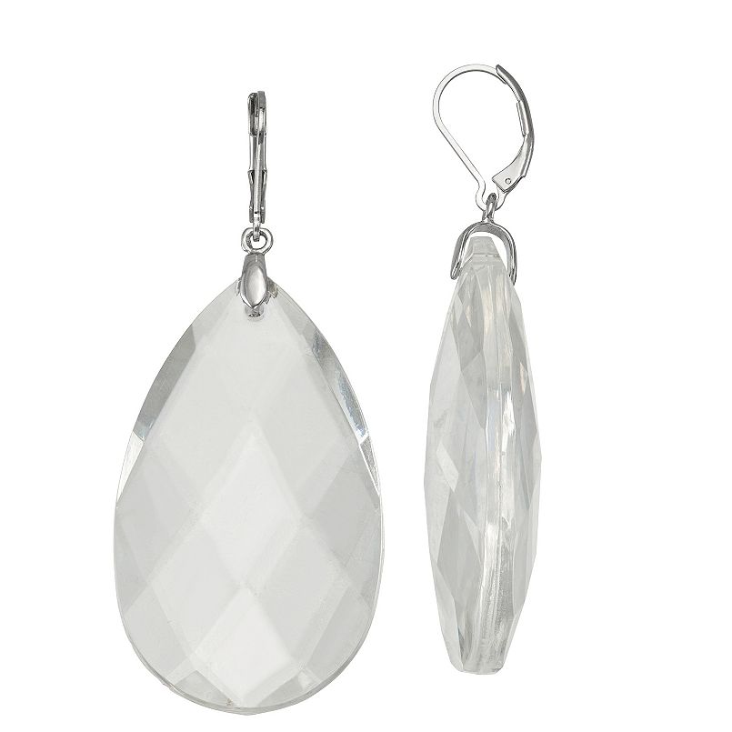 clear crystal teardrop shaped earrings