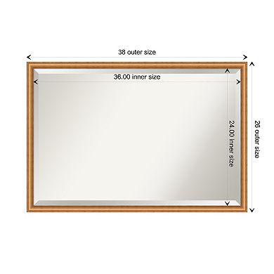 Salon Scoop Copper Beveled Wood Framed Bathroom Wall Mirror